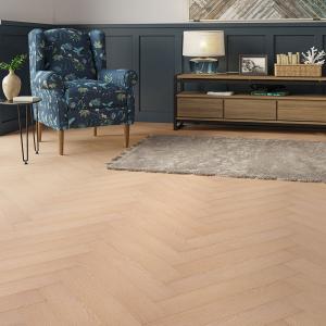 Euro Heritage 8mm Herringbone Laminate – Rustic Oak Mist